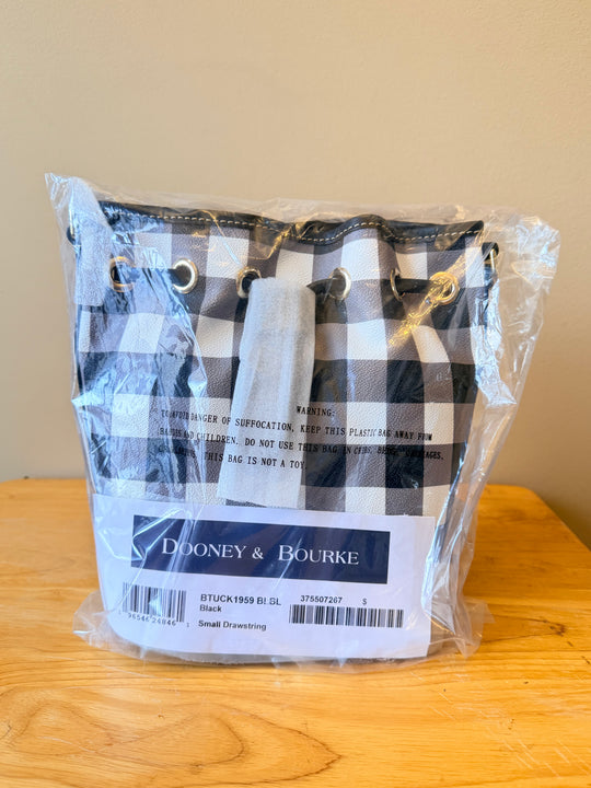 Dooney & Bourke Coated Cotton Tucker Small Drawstring - Black & White NEW