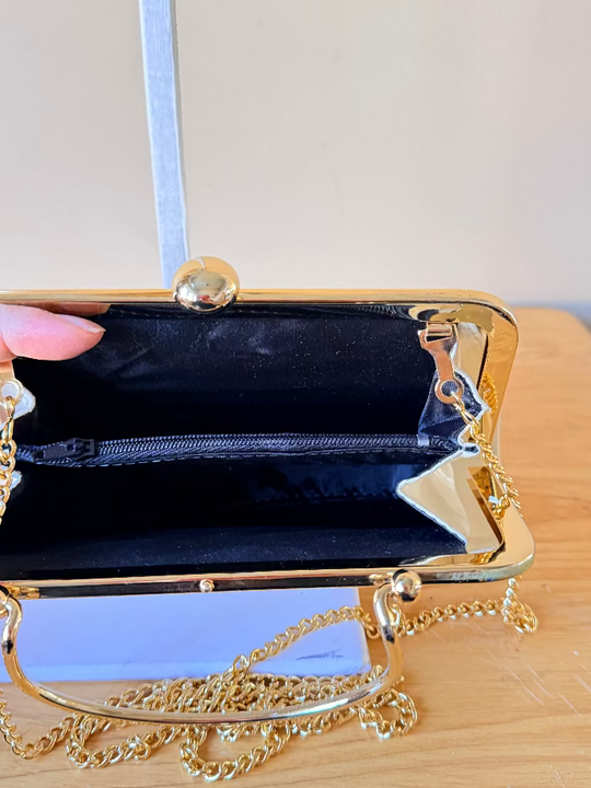 Vintage Party Bag - White/cream elegant bag in vegan leather and snap closure