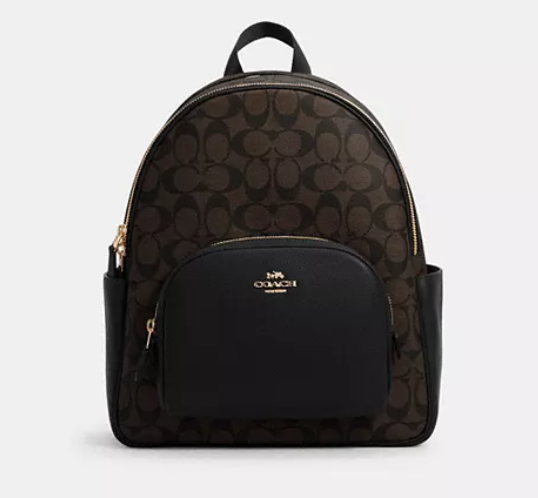 Court Backpack In Signature Brown Leather by Coach -front