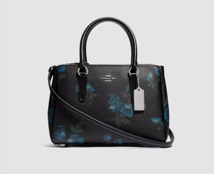 Coach Leather Crossbody Surrey Carryall Victorian Black Floral - Leather