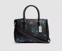 Load image into Gallery viewer, Coach Leather Crossbody Surrey Carryall Victorian Black Floral - Leather

