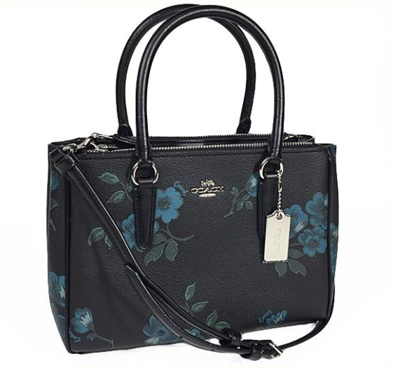 Coach Leather Crossbody Surrey Carryall Victorian Black Floral - Leather