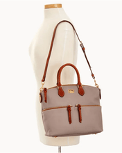 Load image into Gallery viewer, Luxury Bag - DB Genuine Leather Dillen Double Pocket Satchel - Taupe
