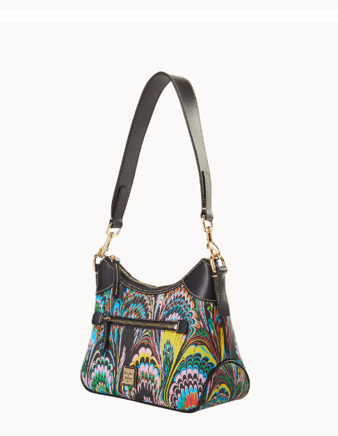 Dooney & Bourke - Plumes Hobo in Black/Multi-Color - Genuine Italian Leather - NEW