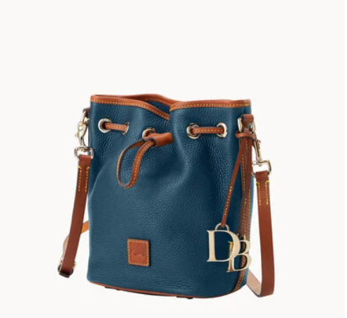 Dooney & Bourke Pebble Grain Small Drawstring in TEAL - NEW