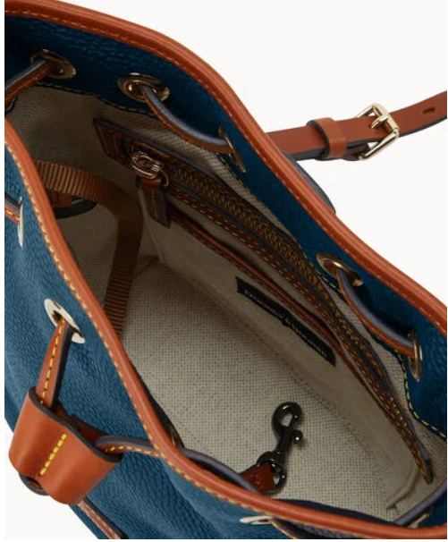 Dooney & Bourke Pebble Grain Small Drawstring in TEAL - NEW