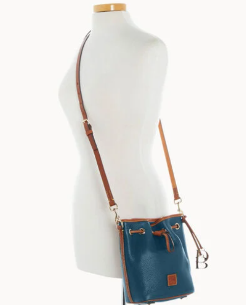 Dooney & Bourke Pebble Grain Small Drawstring in TEAL - NEW