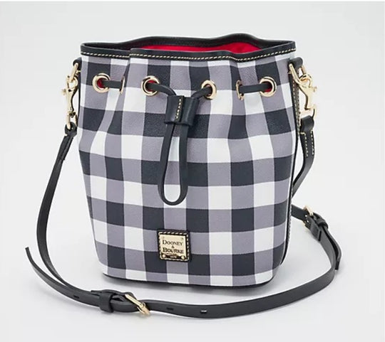 Dooney & Bourke Coated Cotton Tucker Small Drawstring - Black & White NEW