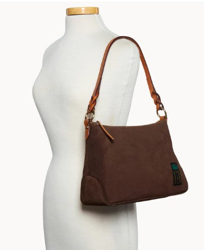 Dooney & Bourke Chloe Shoulder Bag in Genuine Suede - Chocolate