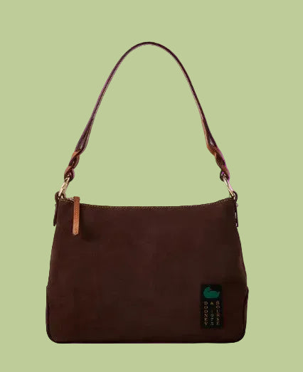 Dooney & Bourke Chloe Shoulder Bag in Genuine Suede - Chocolate