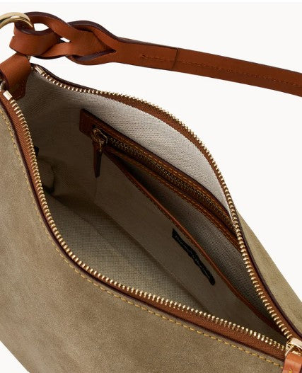 Dooney & Bourke Chloe Shoulder Bag in Genuine Suede - Moss