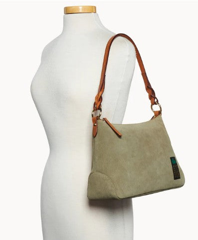Dooney & Bourke Chloe Shoulder Bag in Genuine Suede - Moss