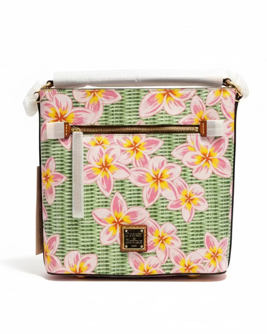 Dooney & Bourke Plumeria Floral Zip Crossbody Pink and Green Plumeria - NEW