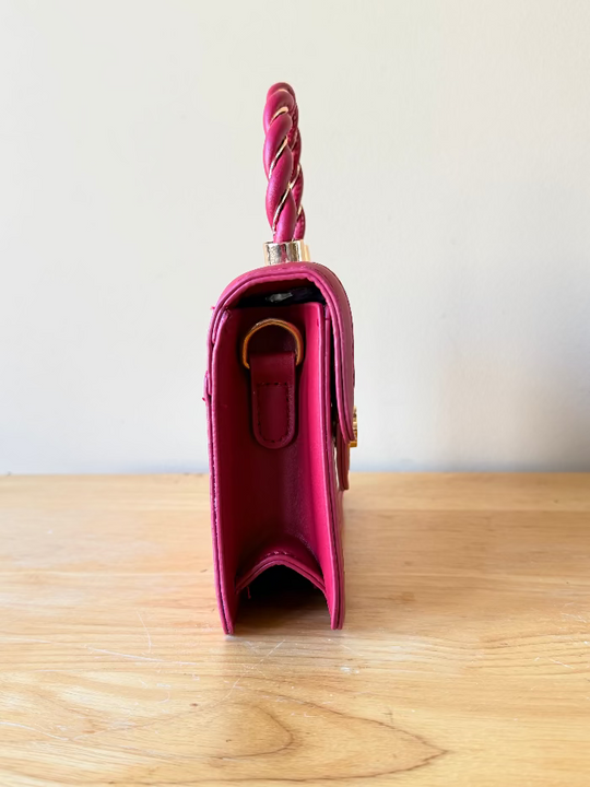 Cute and Fun Handbag in PU Leather - Cherries, Red, Buckle Closure