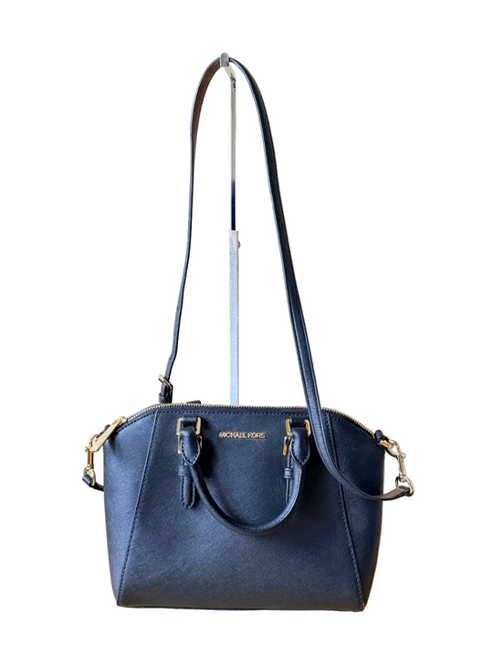 Michael Kors - Saffiano Leather Crossbody Dome Bag - Black with Gold Tones