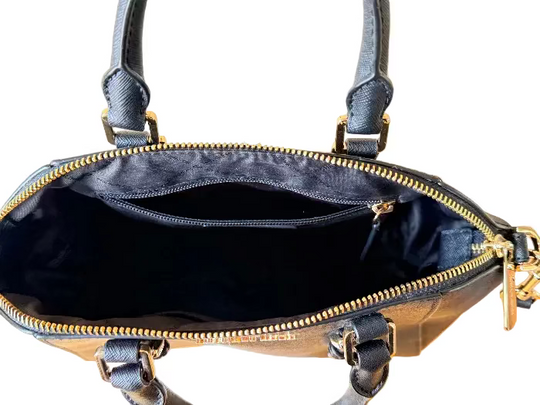 Michael Kors - Saffiano Leather Crossbody Dome Bag - Black with Gold Tones