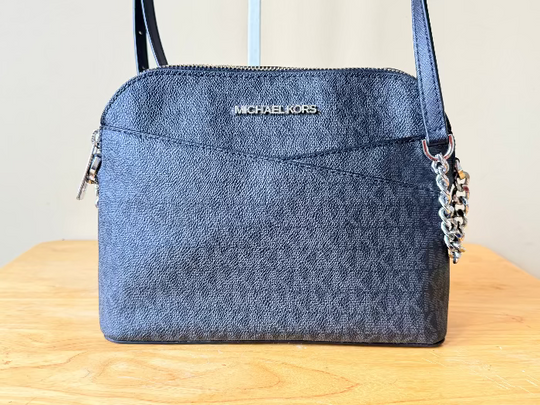 Michael Kors - Jet Set Large Saffiano Leather Crossbody Bag in Monogram Black