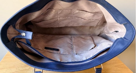 Michael Kors Blue Jet Set Leather Buckle Tote Bag