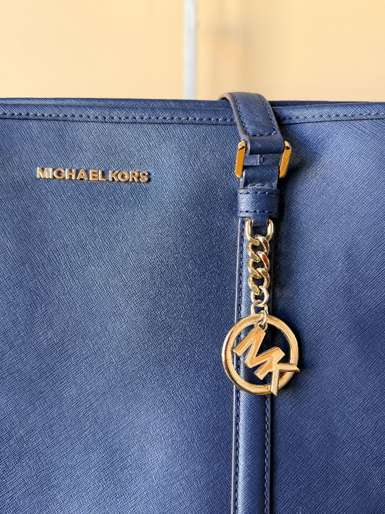 Michael Kors Blue Jet Set Leather Buckle Tote Bag