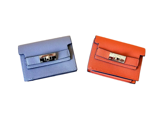 Wallet accordian style design to hold many credit cards - light brown with gold hardware