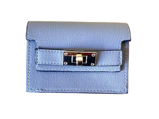 Wallet accordian style design to hold many credit cards - light brown with gold hardware