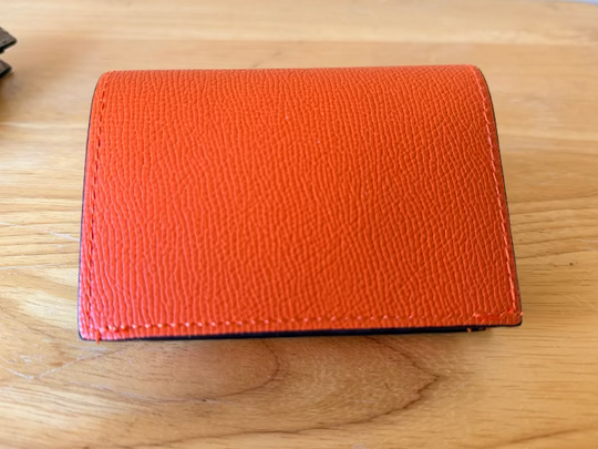 Wallet accordian style design to hold many credit cards - light brown with gold hardware