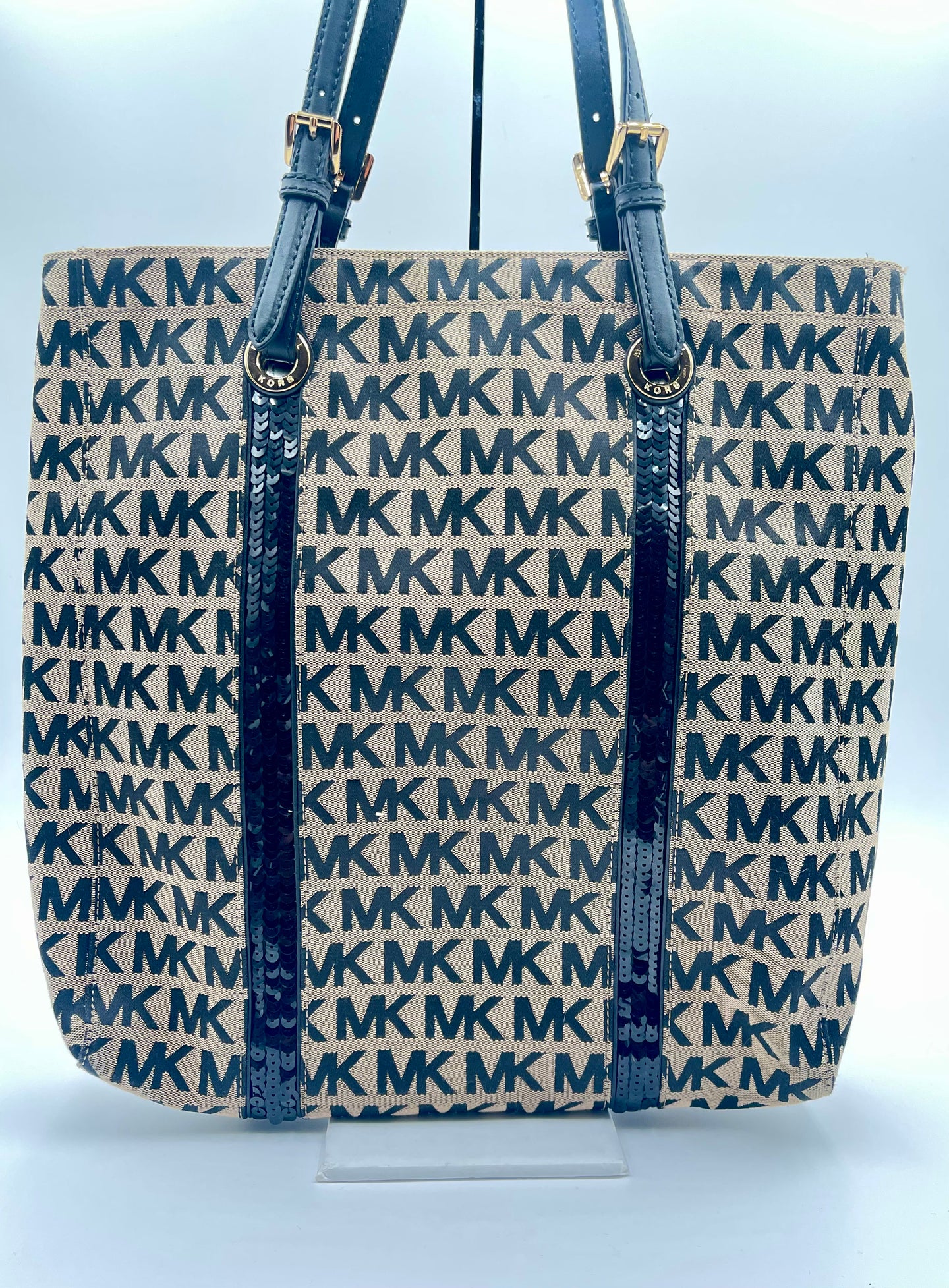 Michael Kors - Gray/Black Large Shoulder Bag Signature MK Logo