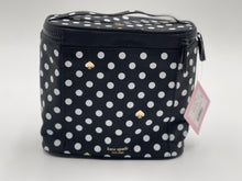 Load image into Gallery viewer, Kate Spade Lunch Bag - Black w/White Dots in Signature Gold Spades - NEW

