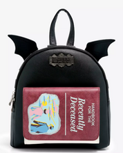 Load image into Gallery viewer, Beetlejuice Recently Deceased Handbook Bat Wing Mini Backpack - Loungefly
