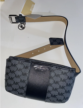 Load image into Gallery viewer, Michael Kors Belt Bag - Black &amp; Gray signature logo with silver accents
