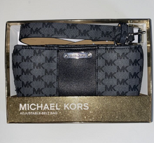 Load image into Gallery viewer, Michael Kors Belt Bag - Black &amp; Gray signature logo with silver accents
