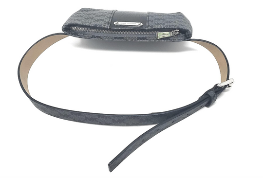 Michael Kors Belt Bag - Black & Gray signature logo with silver accents