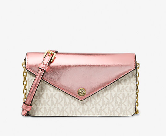 Michael Kors Beige and Pink Crossbody bag - Logo-print canvas. - front