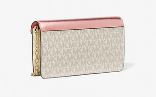 Michael Kors Beige and Pink Crossbody bag - Logo-print canvas. -back