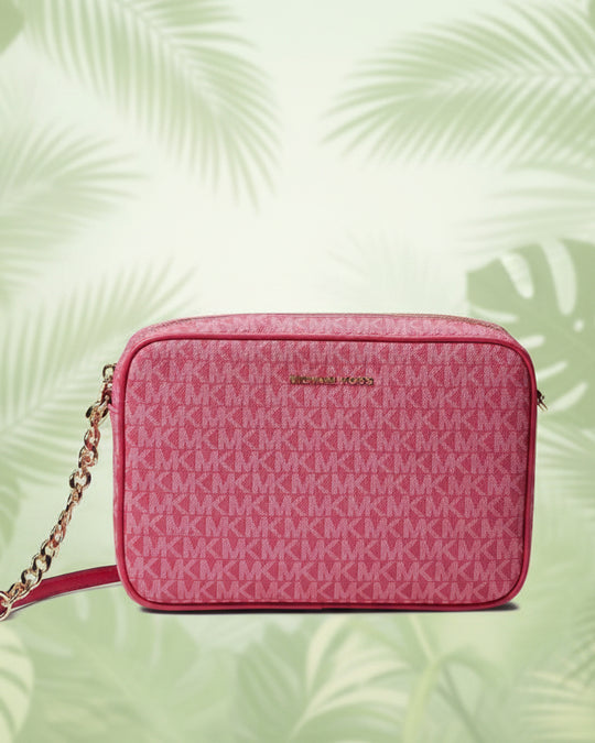 Jet Set Large Printed Logo Crossbody Bag - Red (Cherry)