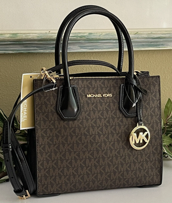 Michael Kors MERCER Medium Brown Logo Crossbody Bag
