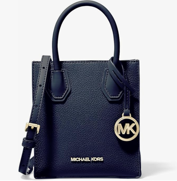 Mercer Crossbody Bag - Small Pebbled Leather in Navy Blue