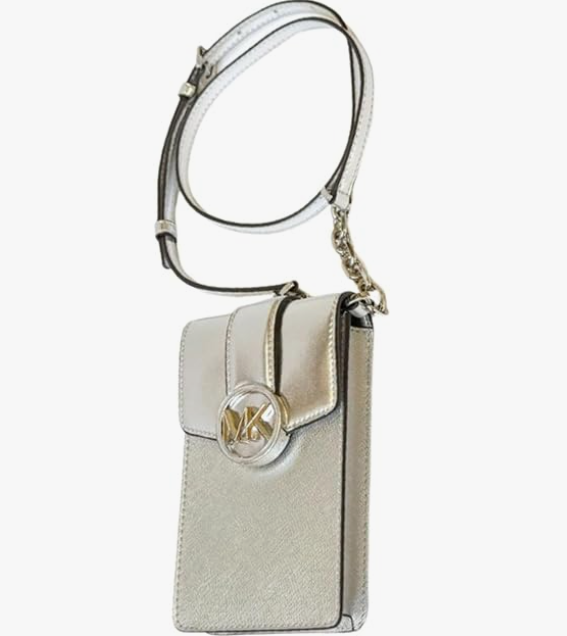 Phone Crossbody Bag - Silver Leather bag