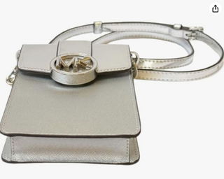 Phone Crossbody Bag - Silver Leather bag