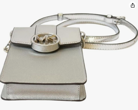 Phone Crossbody Bag - Silver Leather bag