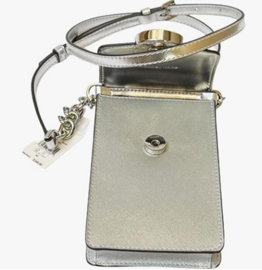 Phone Crossbody Bag - Silver Leather bag