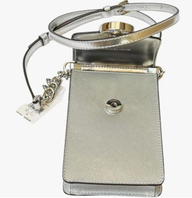 Phone Crossbody Bag - Silver Leather bag