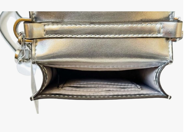 Phone Crossbody Bag - Silver Leather bag