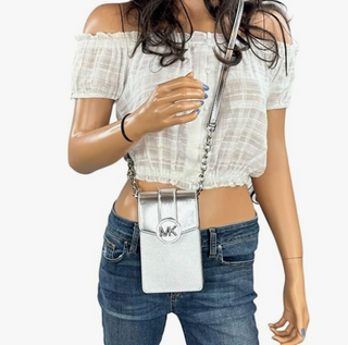 Phone Crossbody Bag - Silver Leather bag