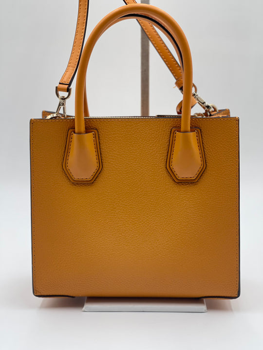 Michael Kors MERCER Medium Leather Logo Crossbody Bag - Mustard/Marigold