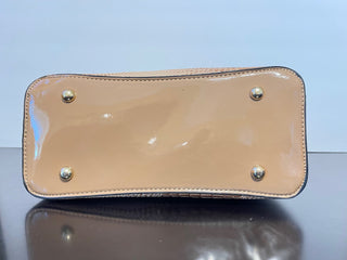 Light Brown Crocodile Pattern Crossbody Bag - Patent Leather & 3 compartments- bottom