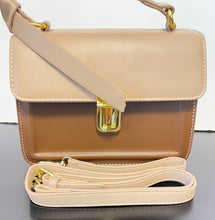 Load image into Gallery viewer, Two-toned Light brown &amp; dark brown crossbody bag with adjustable strap -strap
