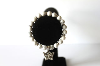 Butterfly 7" GENUINE Natural Stones/Healing Crystals, hand-crafted bracelets (White Howlite). All bracelets are adorned with silver or gold charms. BGWB13-3