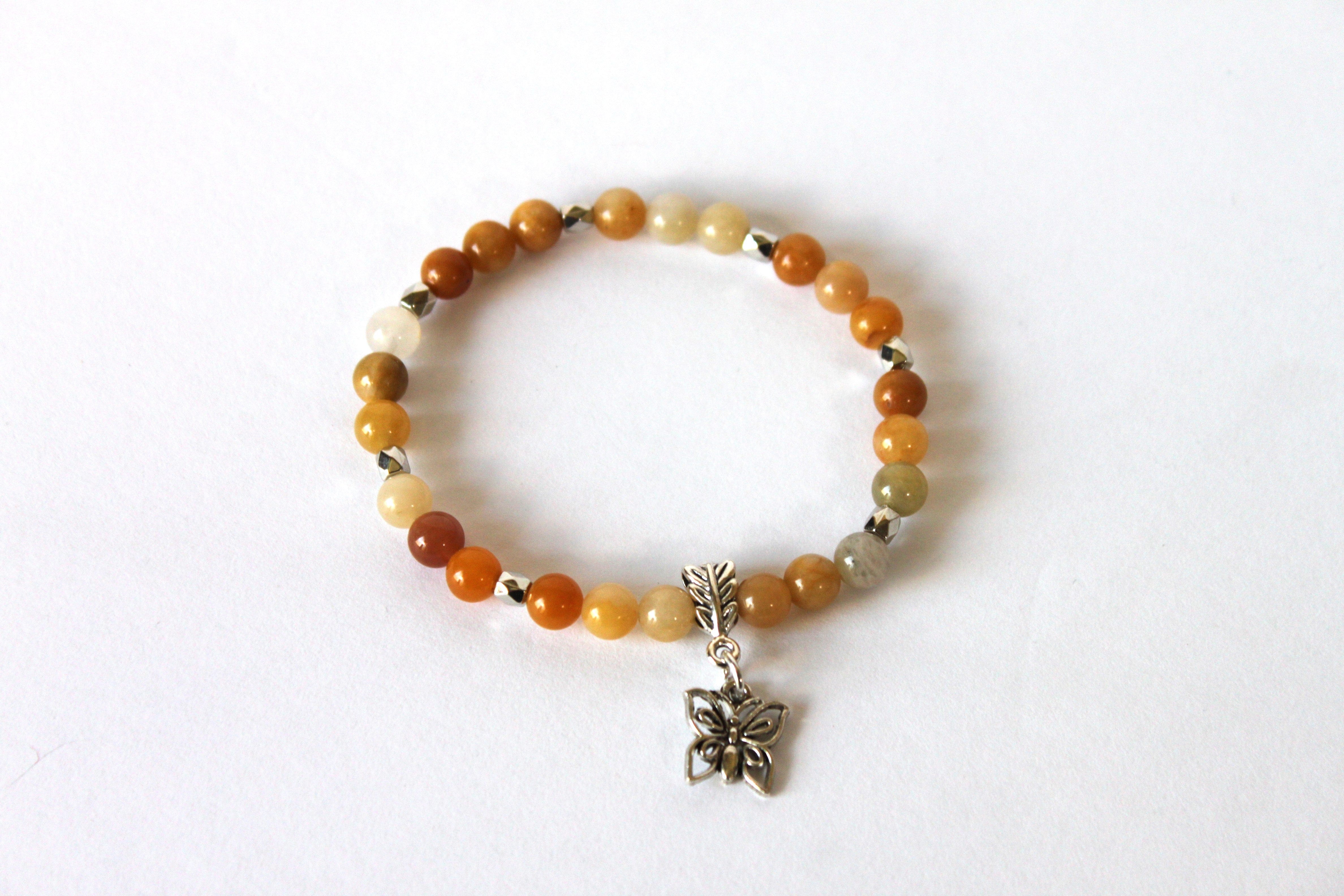 Copy of GENUINE Natural Stones/Healing Crystals, hand-crafted bracelets (Citrine, Pink Agate, Blue Sodalite, Black Obsidian, Amethyst).