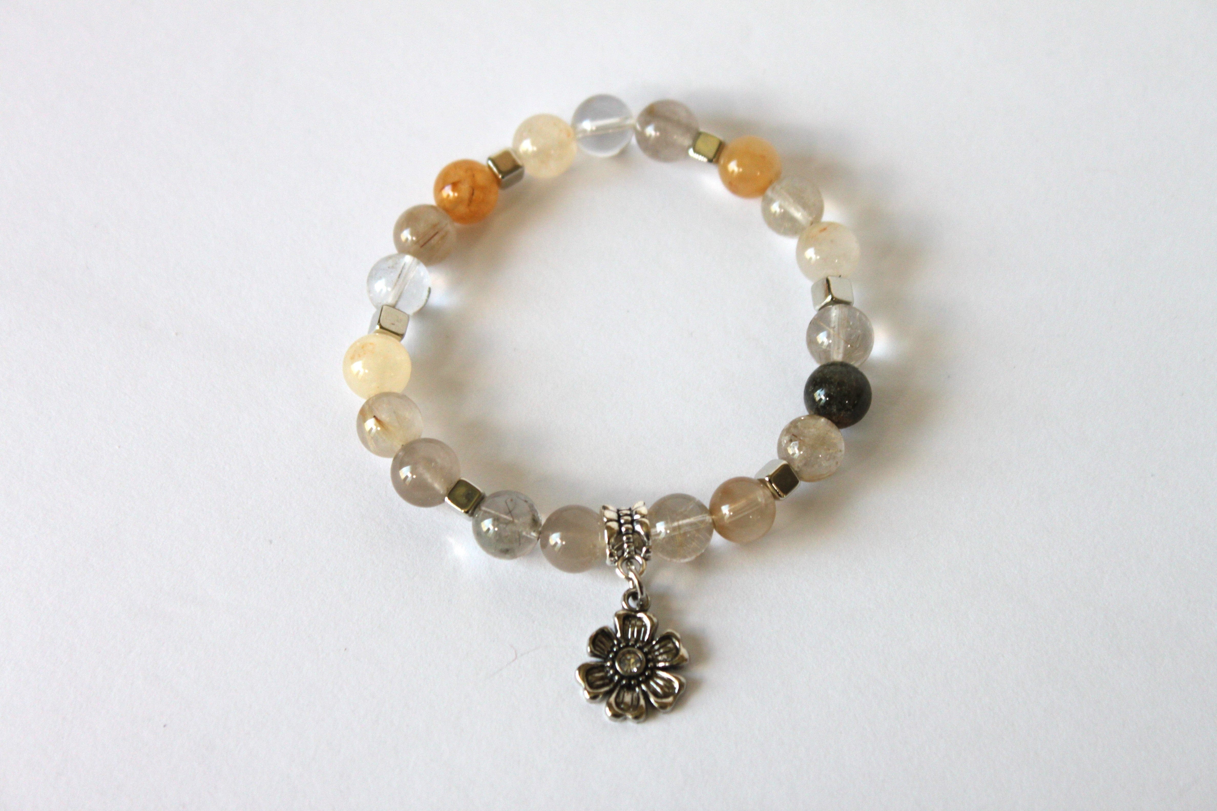 Copy of GENUINE Natural Stones/Healing Crystals, hand-crafted bracelets (Citrine, Pink Agate, Blue Sodalite, Black Obsidian, Amethyst).